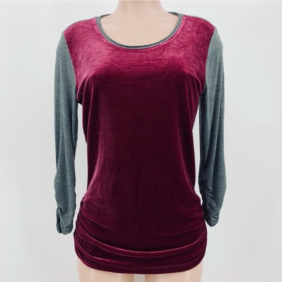 Sundance Dulcet Velvet Front Ruched Long Sleeve Tee Size XS - Picture 1 of 10
